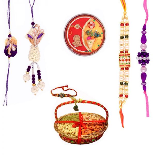 Dry Fruits and Sacred Thali with Beautiful Rakhis