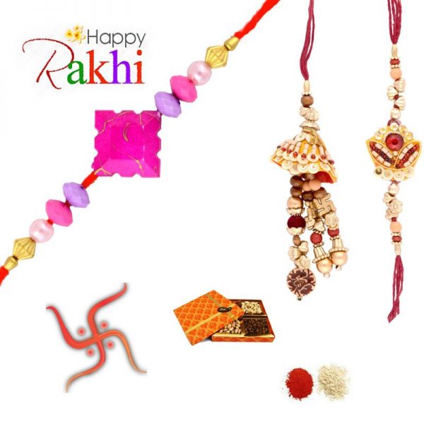 Dry Fruit Box With Pooja Thali & Beautiful Rakhi Set