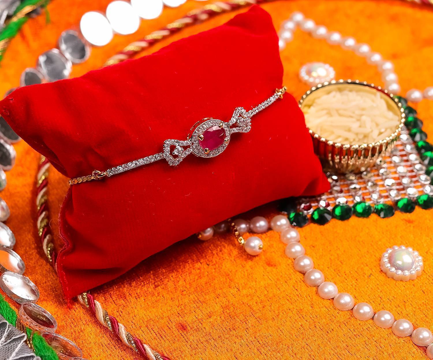 Designer Rakhi Bracelet for Raksha Bandhan with Roli Chawal and Greeting  Card Floral Rakhi,rakhi combo for bhaiya and bhabhi,lumba online shopping :  Amazon.in: Jewellery