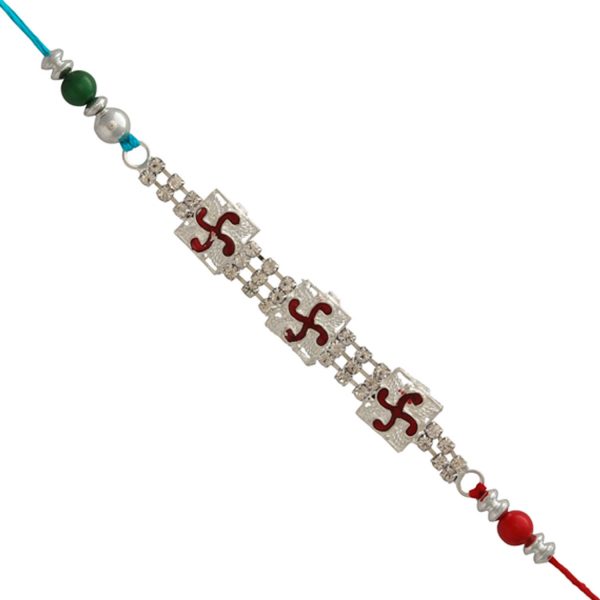 Holy Swastik Designer Silver Rakhi