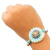 Spangle Blue Beads Sandalwood Rakhi